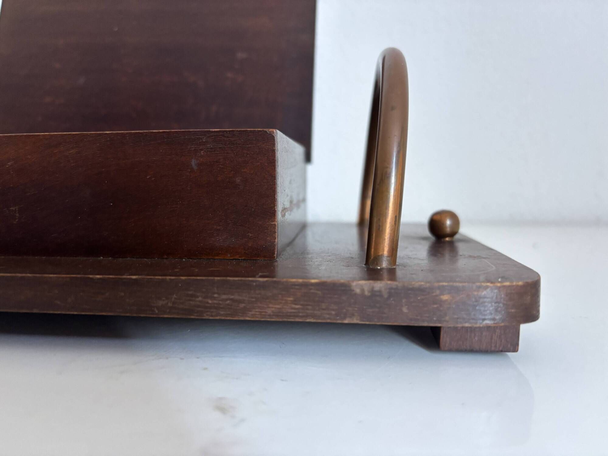 Vintage 1960 cigarette holder wooden metal copper - 31 x 15 cm
