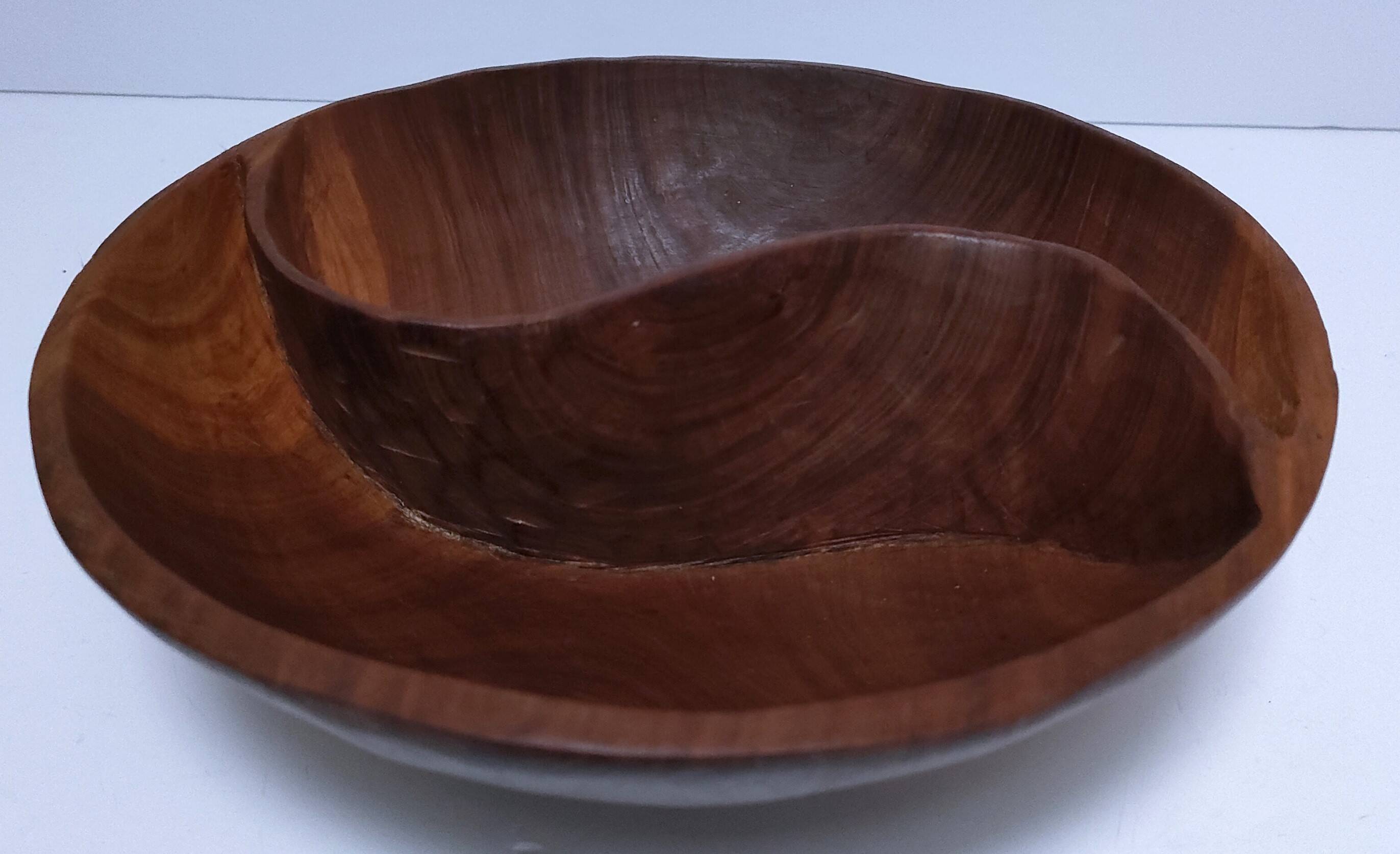 Yin Yang carved wooden pocket emptier from the 80s