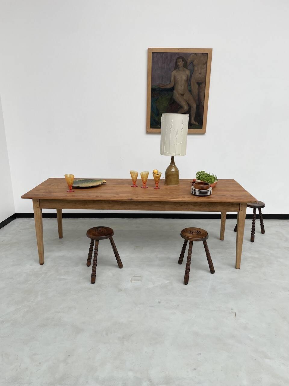 Pine and oak farmhouse table 220 cm