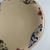 Plat Badonviller art déco beige à fleurs
