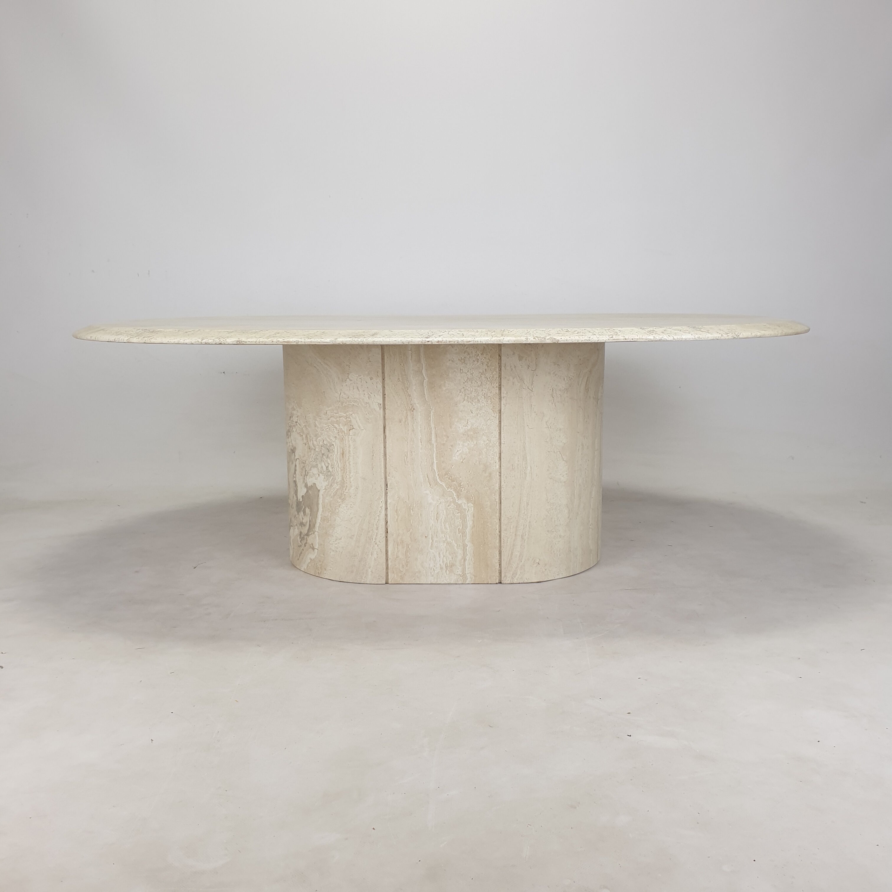 Italian Oval Travertine Coffee Table, 1984