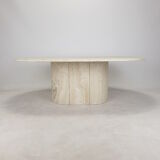 Italian Oval Travertine Coffee Table, 1984