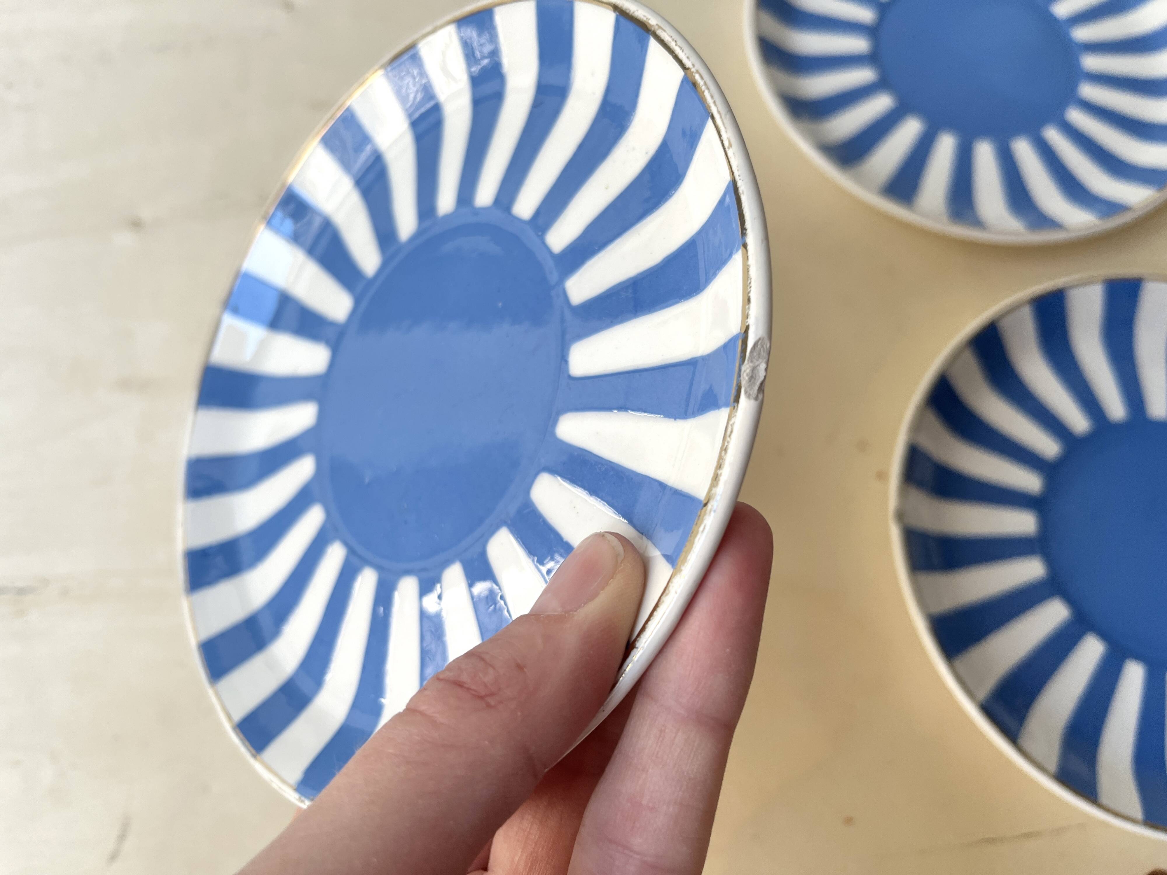 Set of 3 FOX TROTT coffee cups from Sarreguemines, 1930s, Art Deco service.