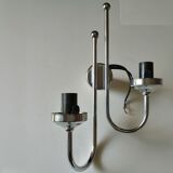 Double chrome and opaline 70 's slim design wall light