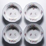 4 deep plates Bernardaud Limoges porcelain with floral decoration from the 1920s to 1950s.