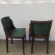 Pair of old wood and green leather gondola chairs