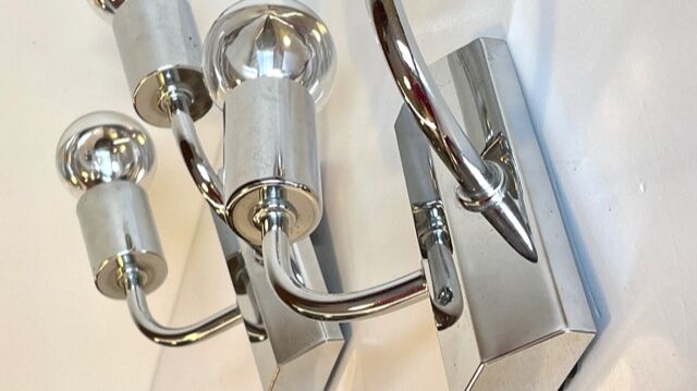 Pair of geometric wall lamps years 70 space age