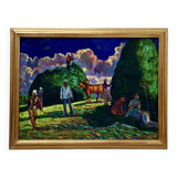 Old signed painting Oil on canvas dimensions: height -63cm- width -81 cm-