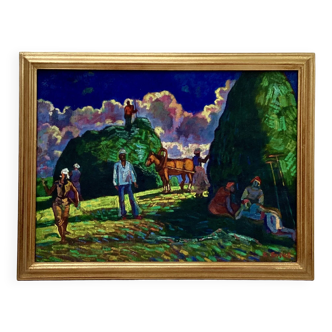 Old signed painting Oil on canvas dimensions: height -63cm- width -81 cm-