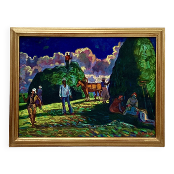 Old signed painting Oil on canvas dimensions: height -63cm- width -81 cm-