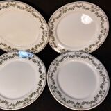Set of 4 antique flat plates in half-porcelain from Badonviller