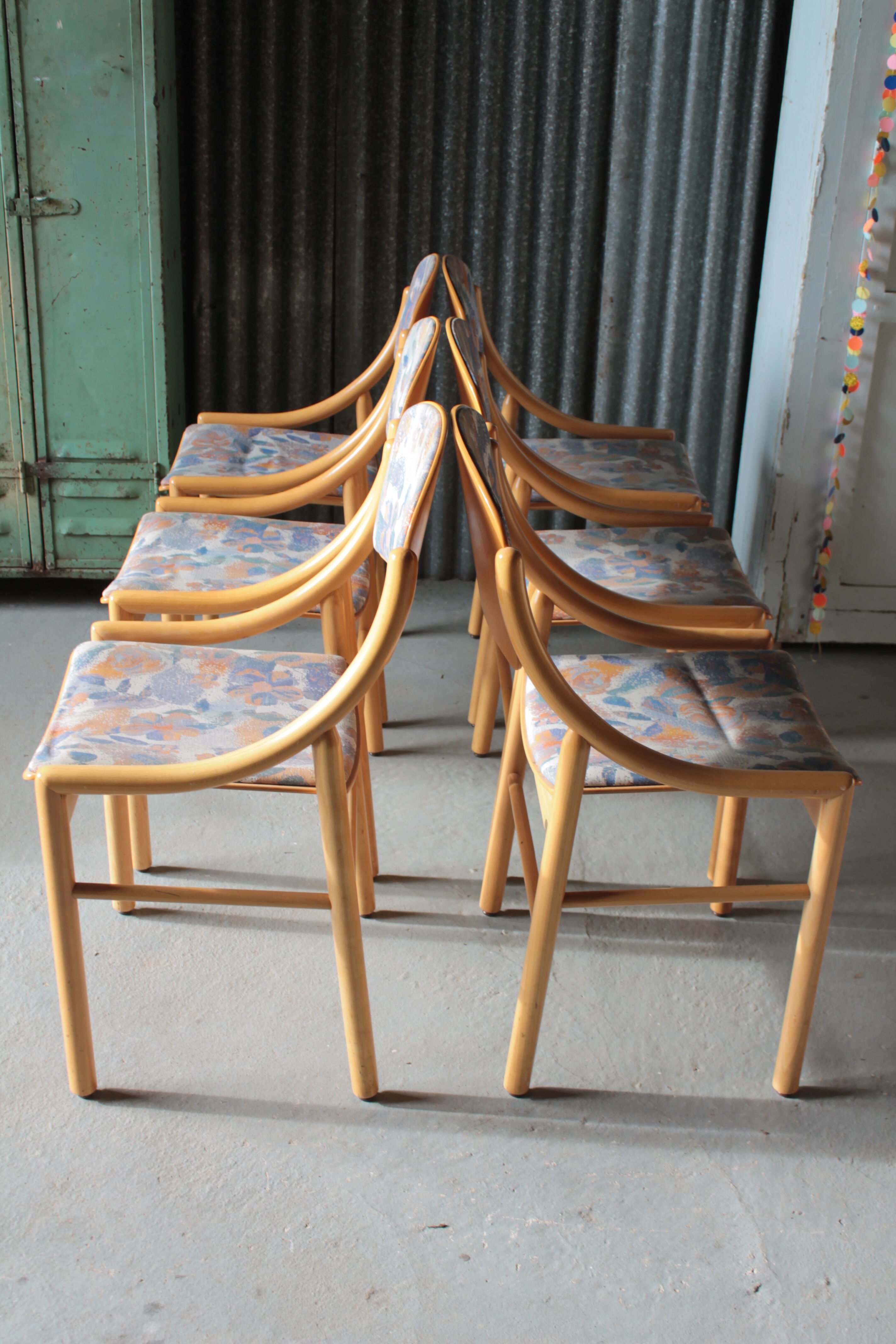 6 Baumann chairs - wood - fabric
