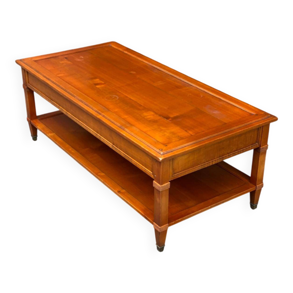 Table basse directoire en merisier massif, années 50
