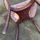Scandinavian chair in curved solid teak wood and fabric.