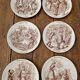 Set of 6 earthenware plates from Sarreguemines U&C Signs of the Times.