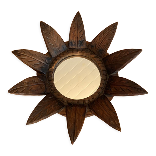 Miroir soleil bois sculpté vintage