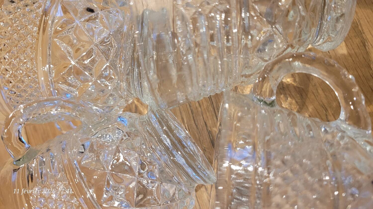 8 thick cut glass cups