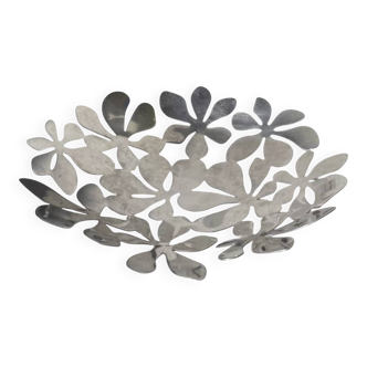 Fruit bowl/basket in chromed stainless steel, signed Monika Mulder