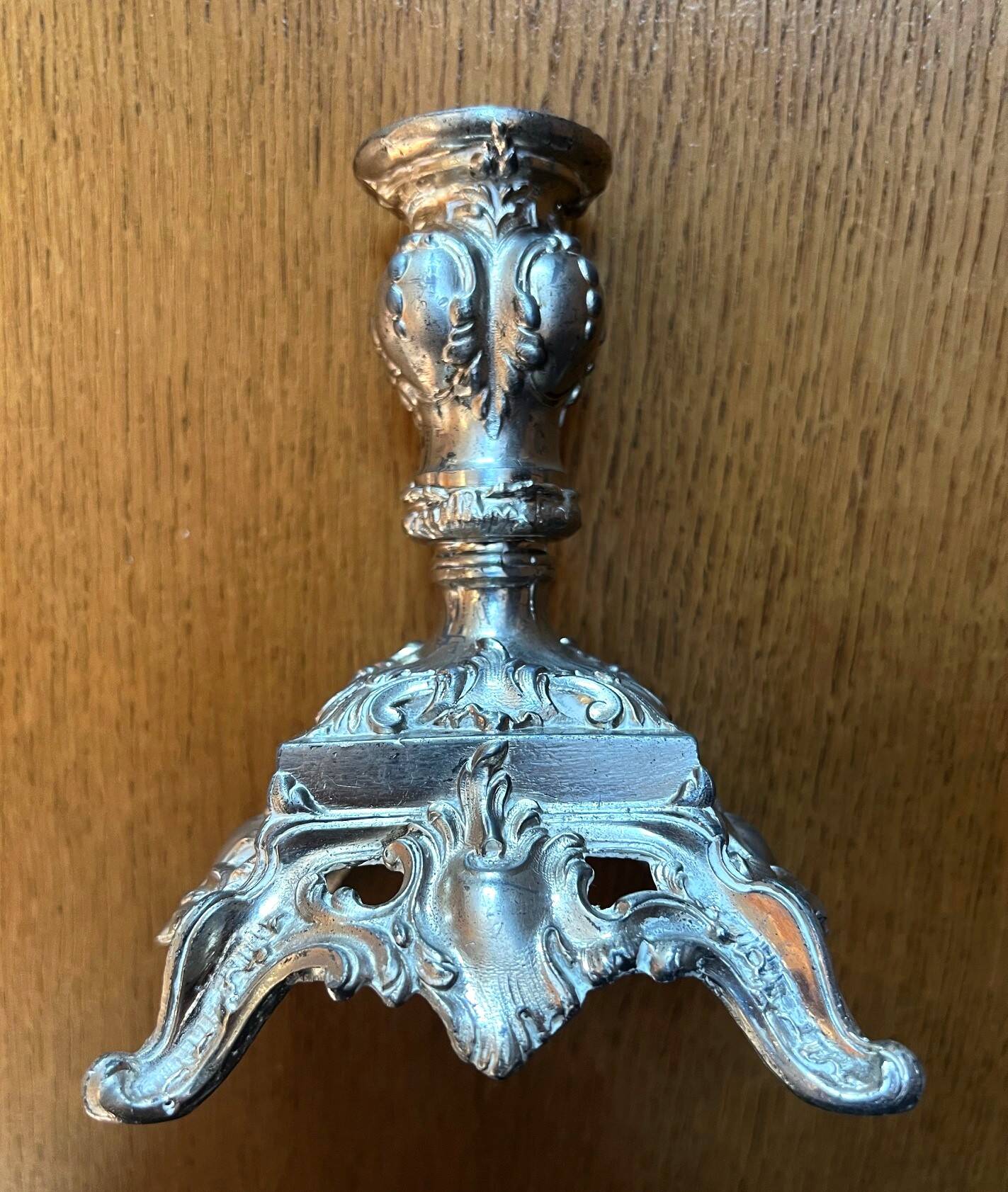 Numbered silver candlestick in Louis XV Rocaille style