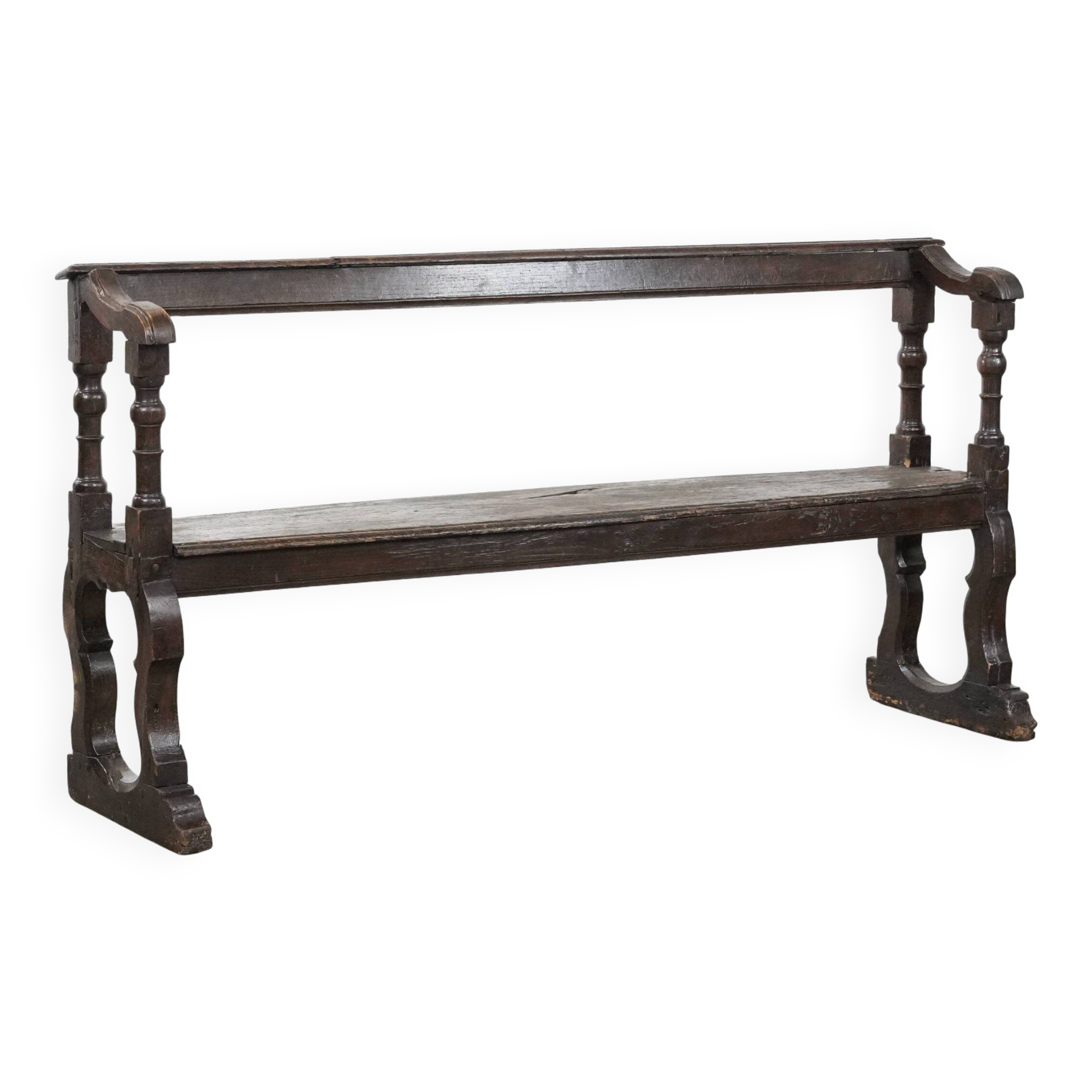 Antique English early 19th century hall bench made of oak
