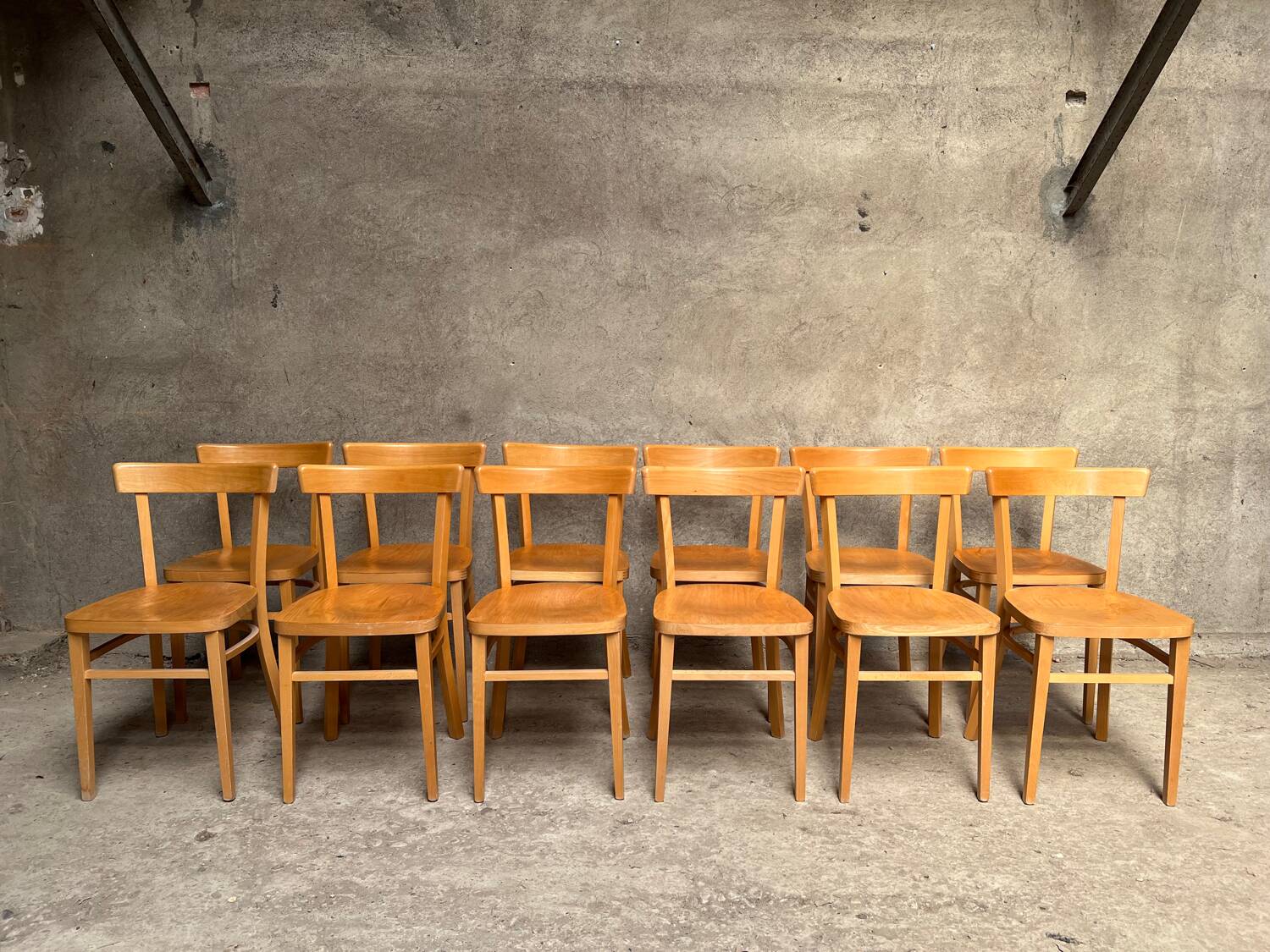 13 vintage wooden bistro chairs 1950 1960