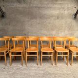 13 vintage wooden bistro chairs 1950 1960