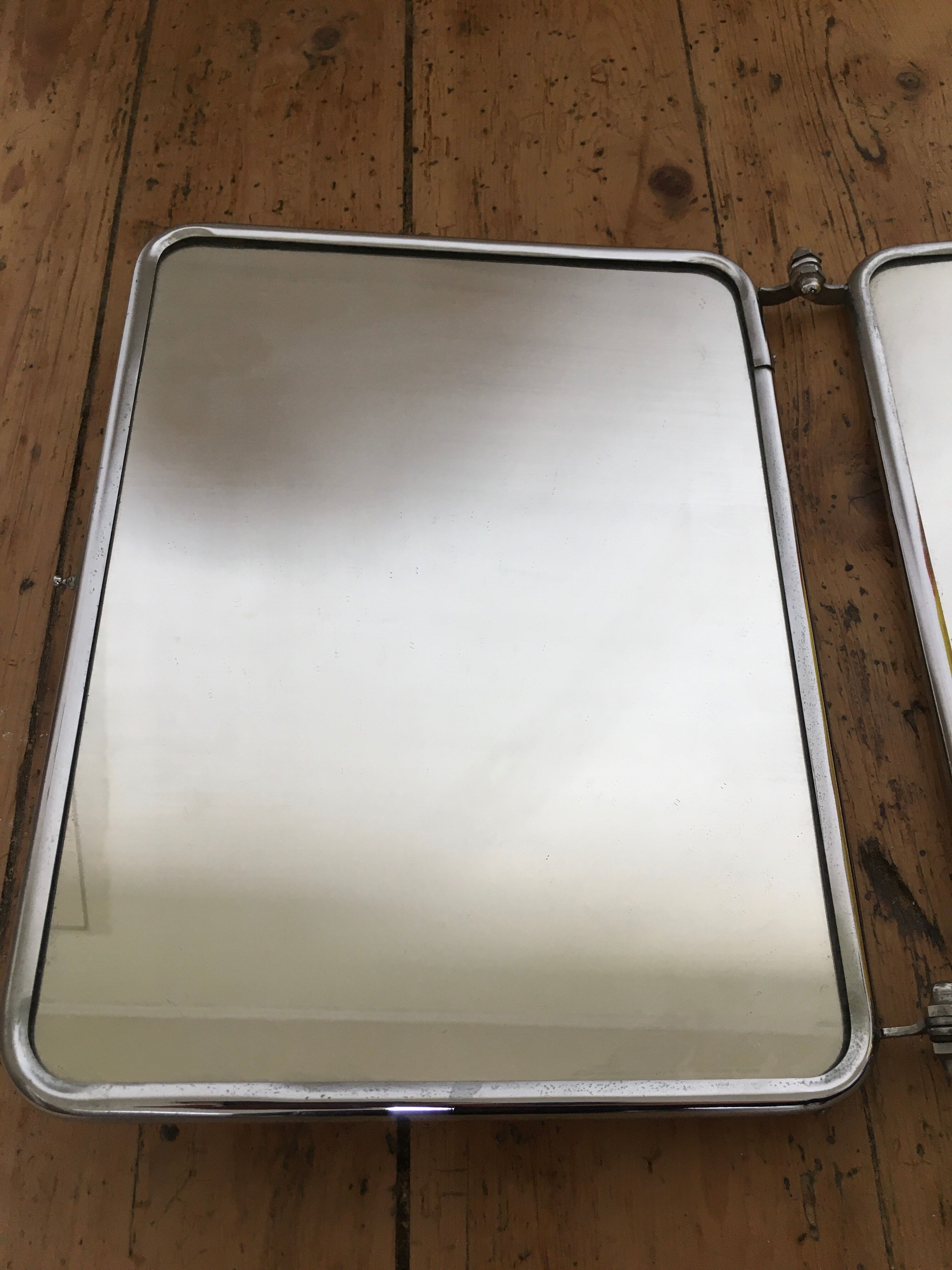 Vintage triptych barber mirror