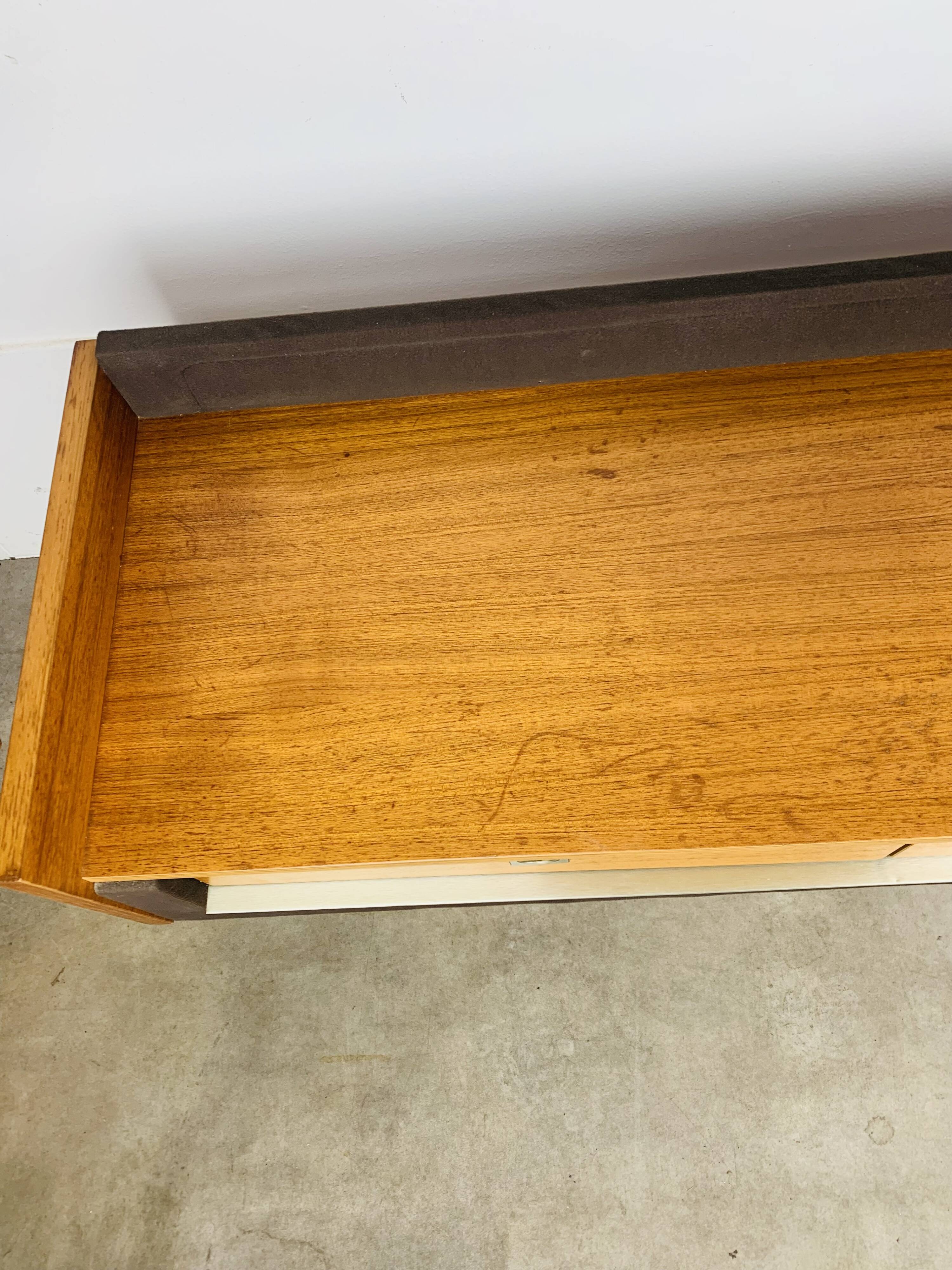Vintage teak and aluminum sideboard, 1970s, TV stand, Scandinavian style