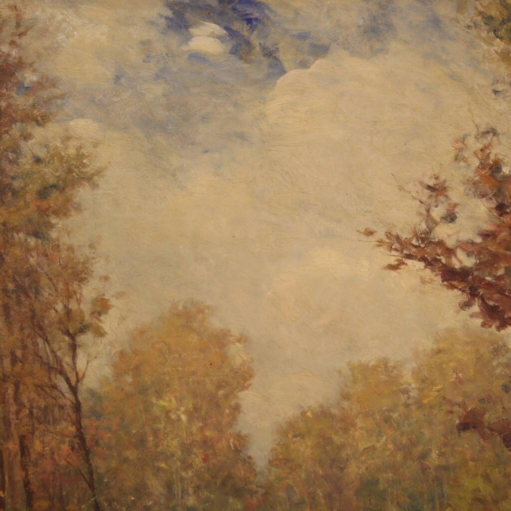 Italian painting landscape signed and dated from the 20th century