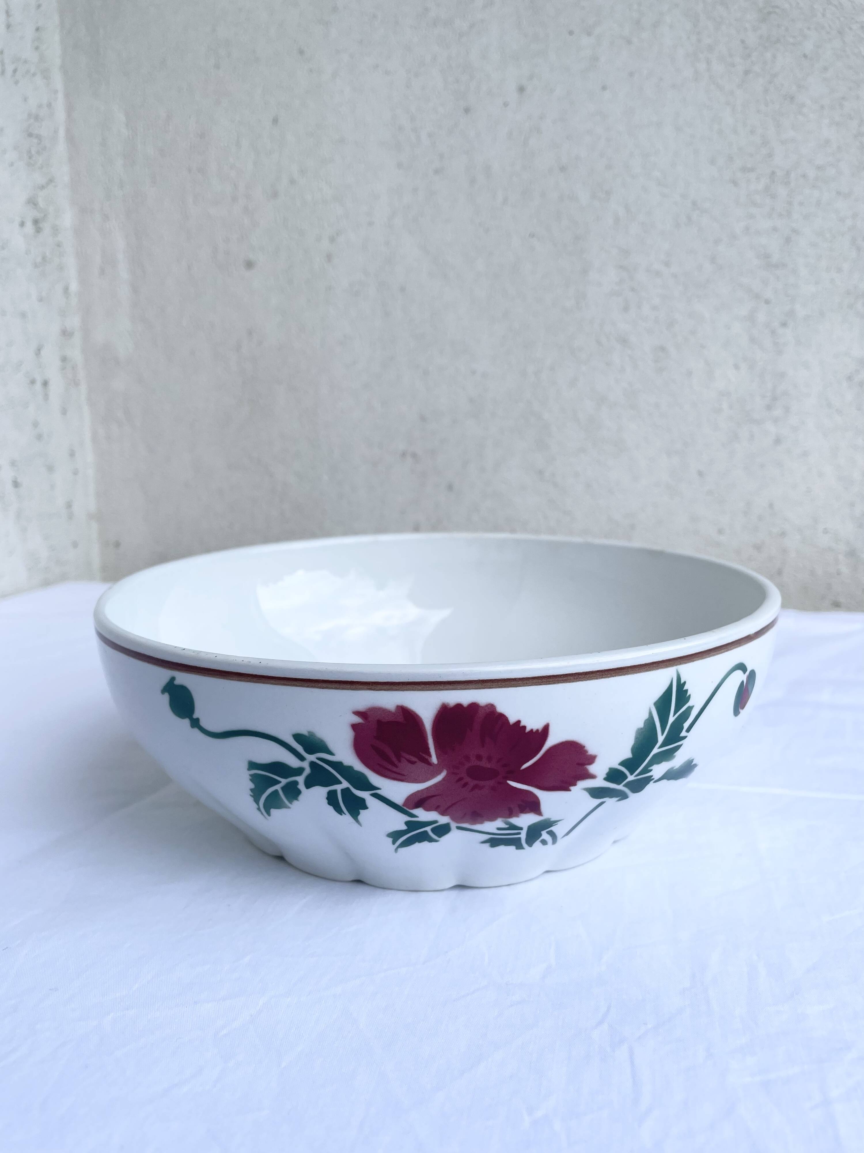 Vintage salad bowl HBCM Luxeuil model opaque porcelain