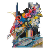 Jean-Baptiste Valadié: Blue, white and red bouquet, original signed lithograph