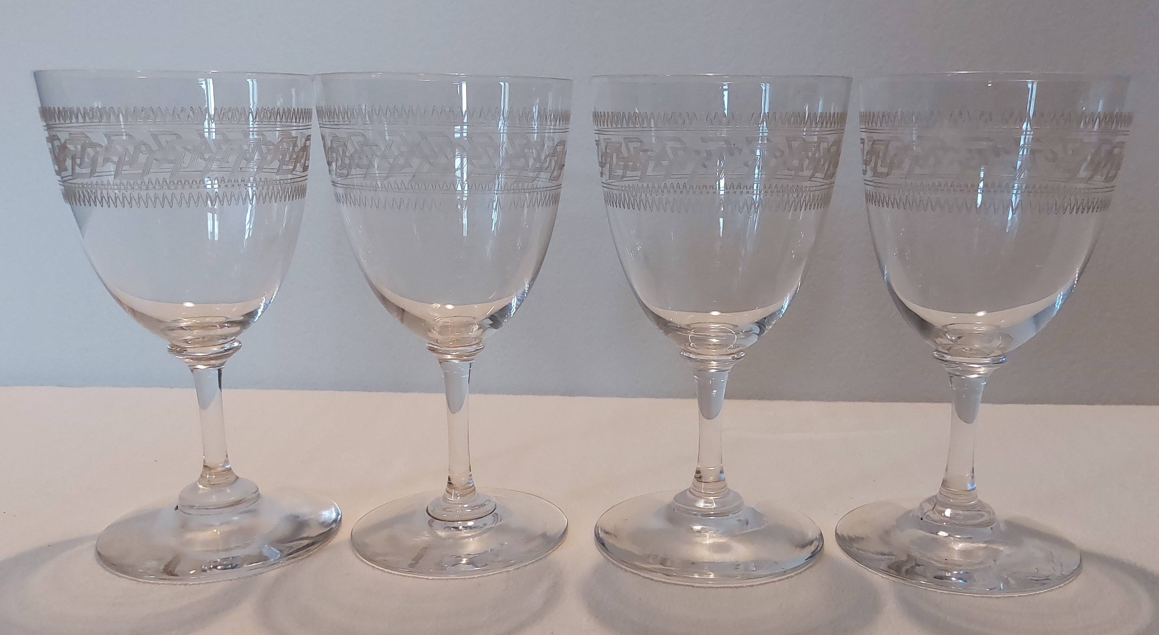 4 Blown crystal glasses