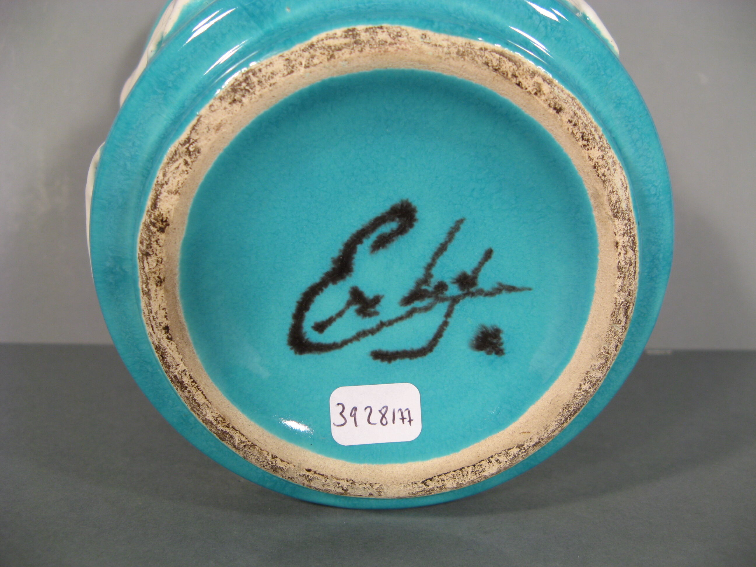 Old vintage ceramic vase 1960s décor signs of the zodiac astrology