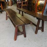 Pair of old solid wood benches