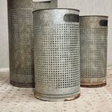 Vintage set of perforated metal waste bins