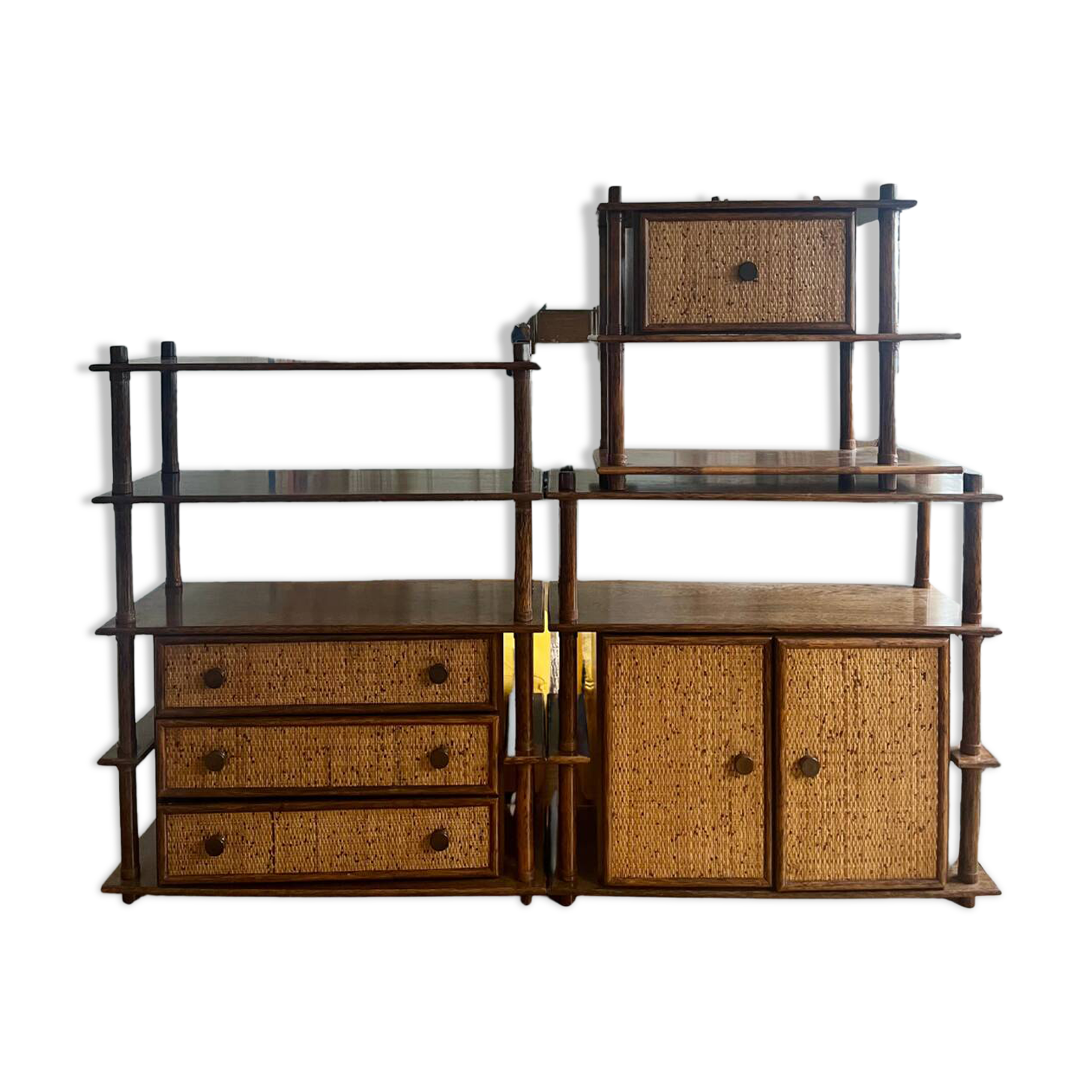 Modular rattan library Maugrion for Rochebobois