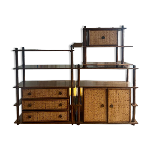 Bibliothèque modulable en rotin