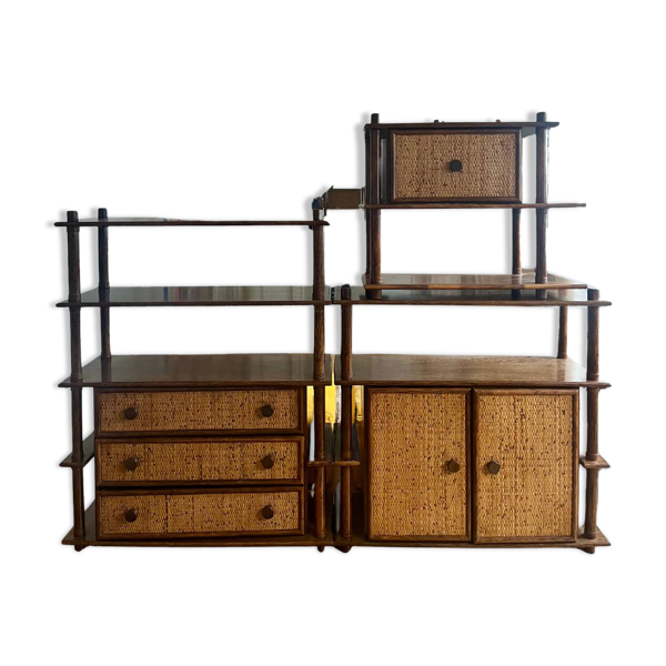 Bibliothèque modulable en rotin Maugrion pour Rochebobois — Beyit