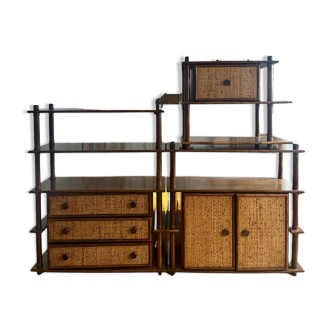 Modular rattan library Maugrion for Rochebobois