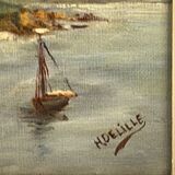 Oil on canvas Kervoyal beach Damgan, Morbihan - H. Delille