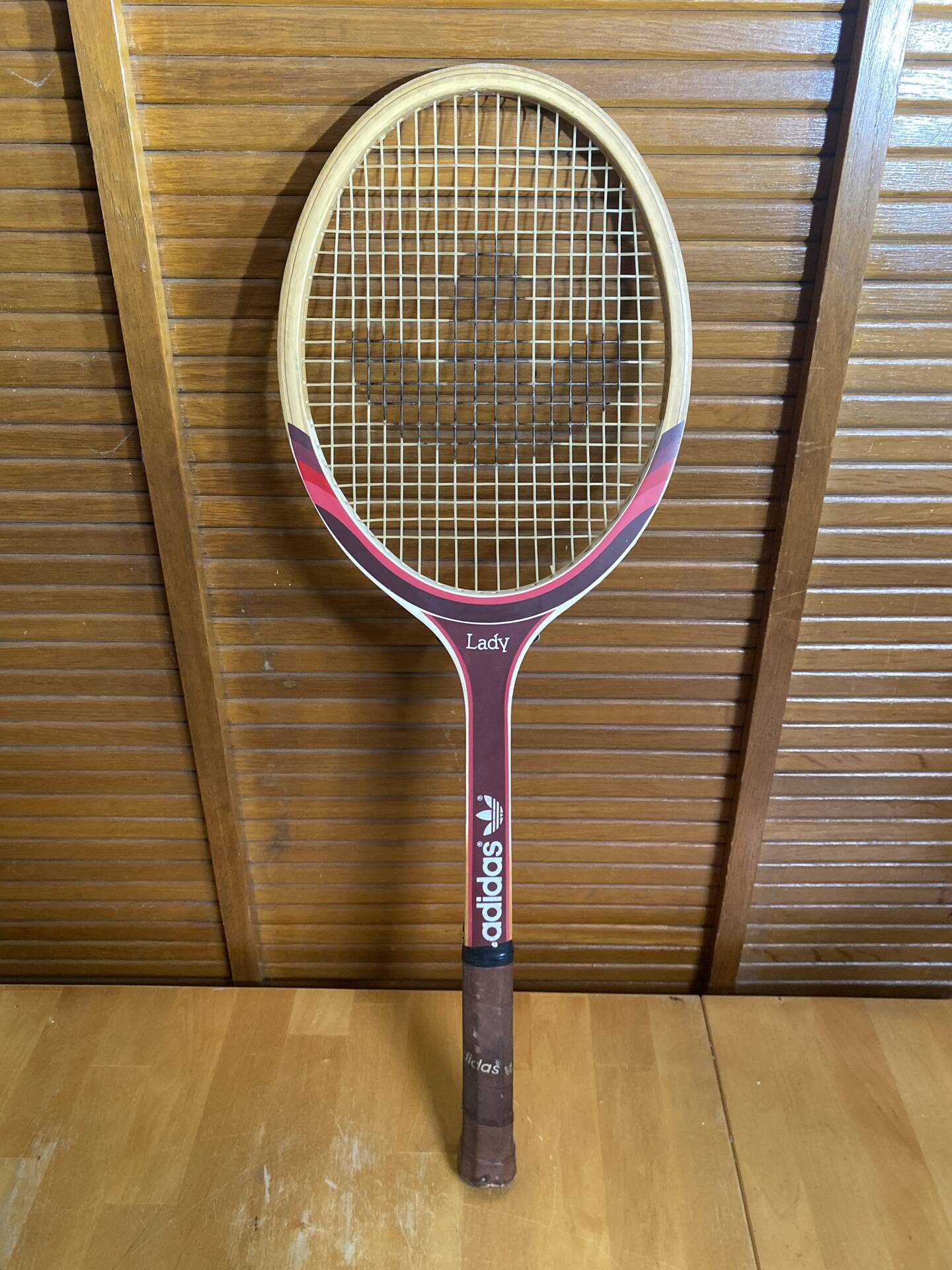Raquette tennis ancienne adidas lady bois + housse vintage #e199
