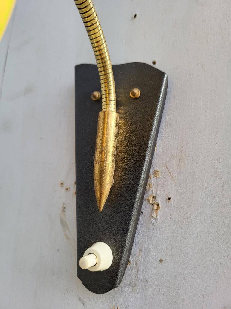 Yellow adjustable casserole wall light 1950