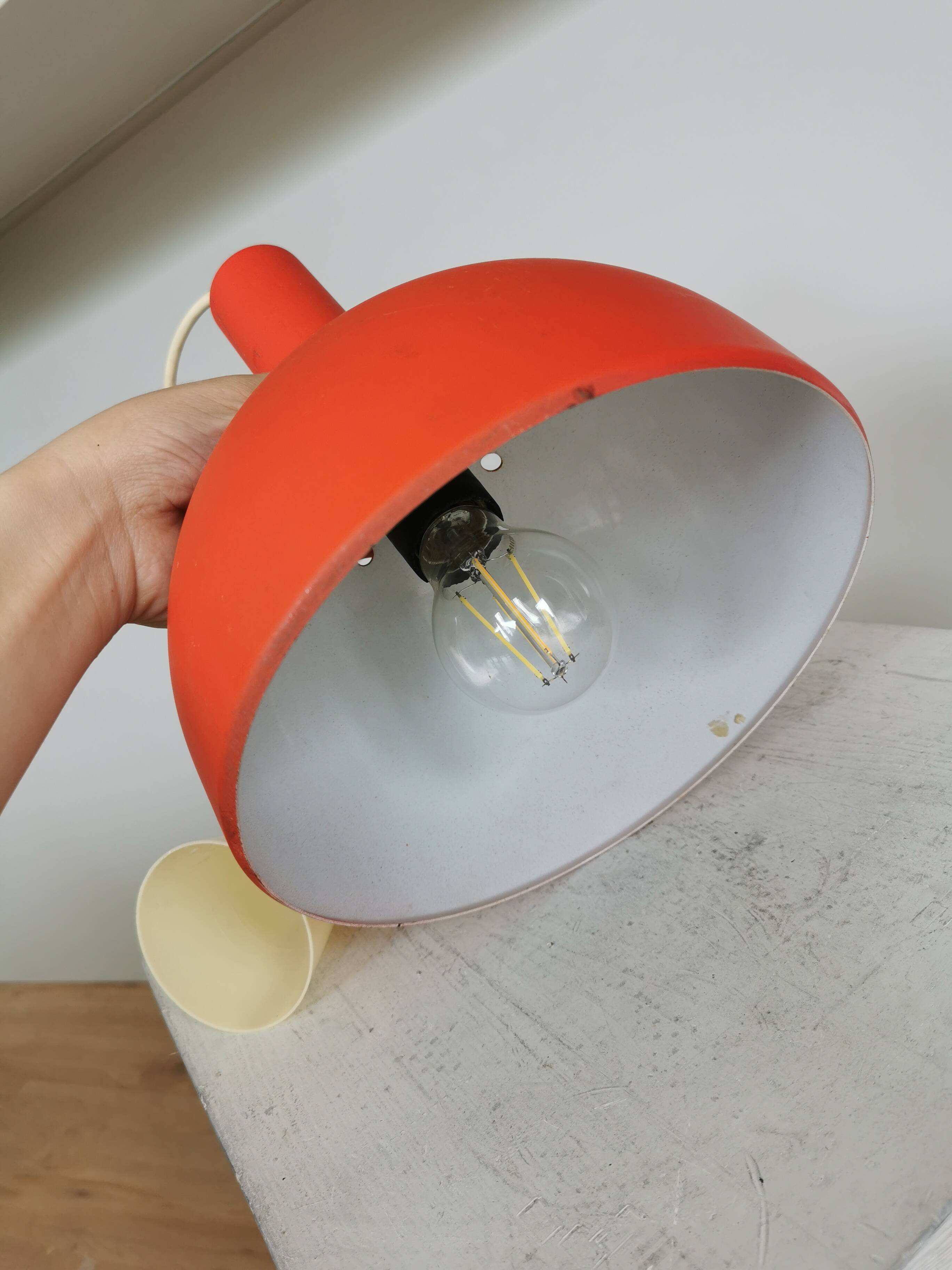 Vintage Orange Chrome Pendant Light: 1970s Space Age Lamp