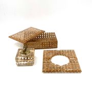 Hollywood regency smoking set, lucite and Vienna stray, Italy 1970