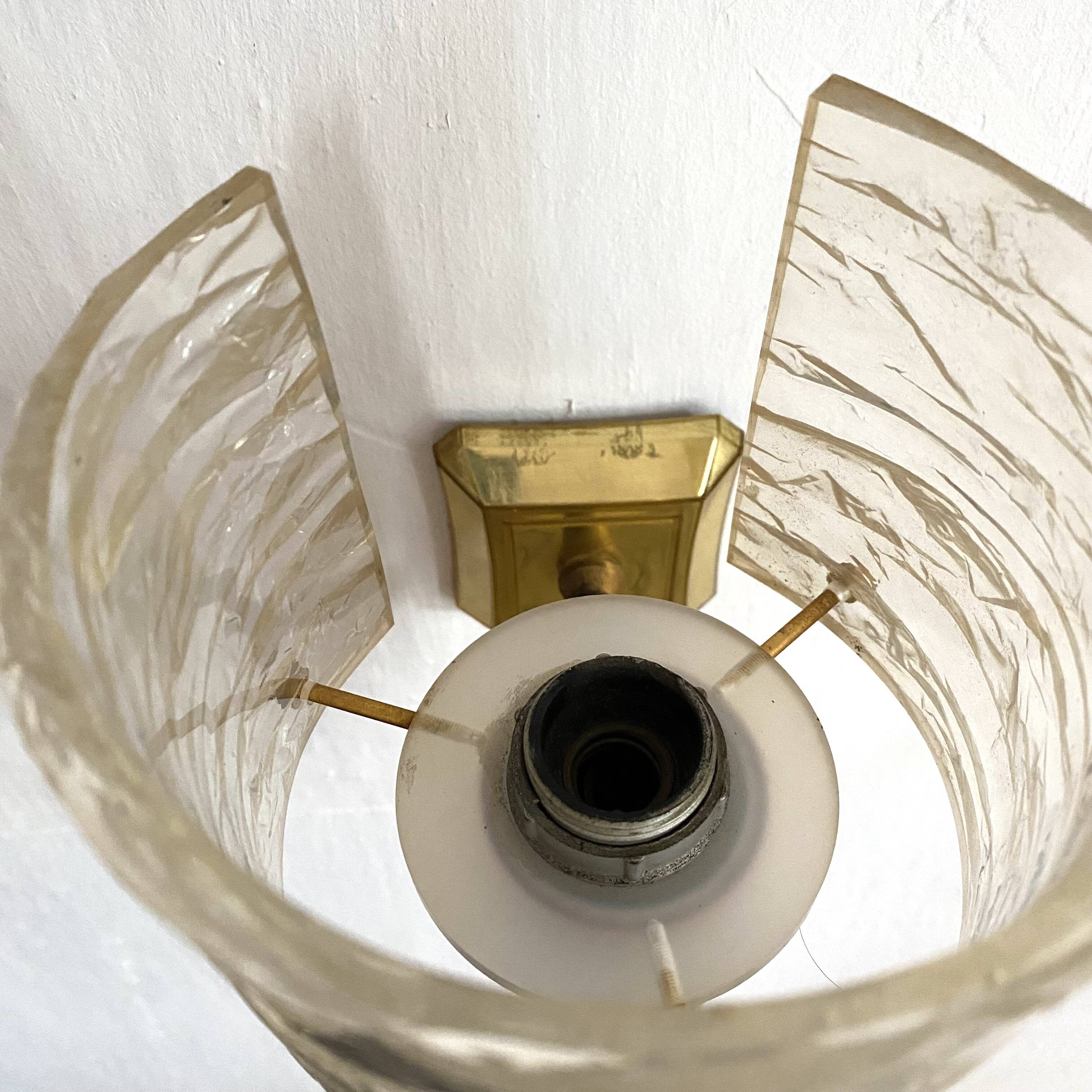 Set of 4 60s wall lights in champagne-colored resin