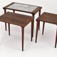 Rosewood nesting tables with ceramic tiles, Denmark, 1960s, set of 3