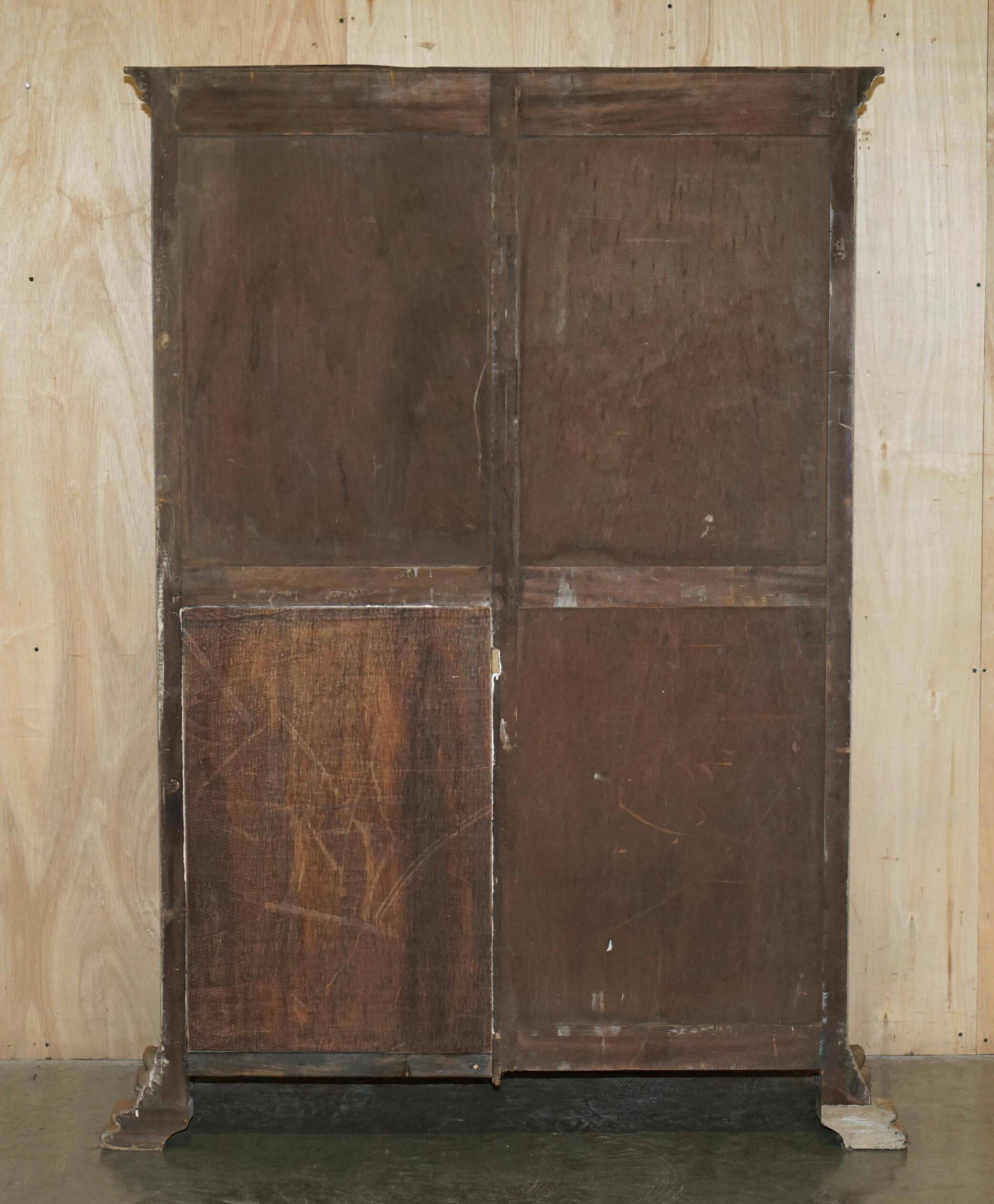 Jacobean Revival armoire, hand-carved, painted - 1840-1860