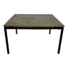 Table à manger carrée en bois et métal, style industriel, 8 couverts