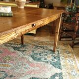 Solid oak farmhouse table with two-plank top