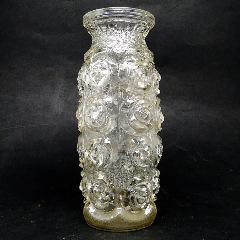 Vase Roses, verre de miel pressé, Huta Laura, Pologne, années 1970